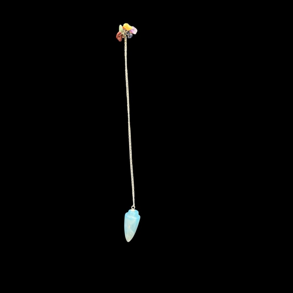 Blue Calcite Pendulum with chakra gemstone top